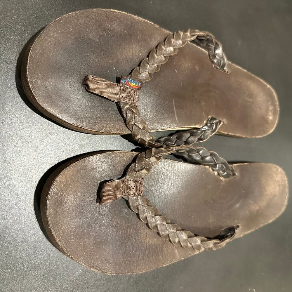 Rainbow Braided Sandals. Size Medium